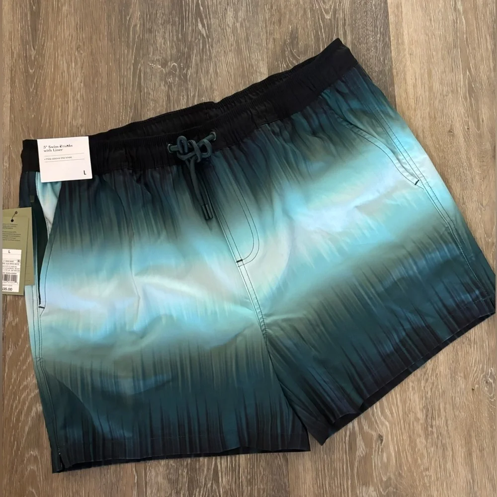 Men's Goodfellow & Co Teal Swim Trunks with Drawstring Waist Sz L NWT